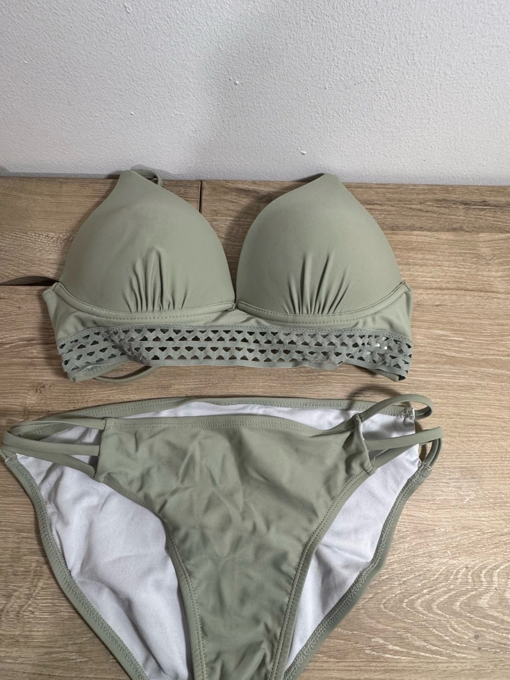 OP Women's Sage Green Strappy Cutout Bikini